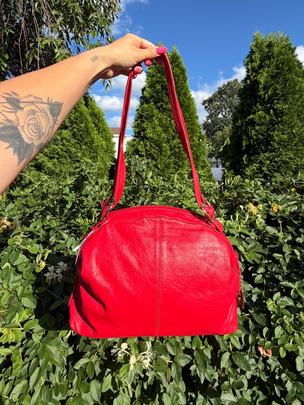 Giani Bernini Red Genuine Leather Shoulder Bag Classic Everyday Purse